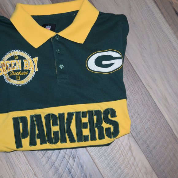Y2K Green Bay Packers NFL Team Apparel Polo Shirt Spell Out Embroidered Logo - Picture 1 of 7